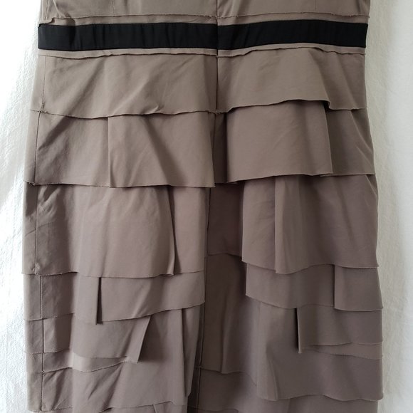 BCBGMAXAZRIA Aaron Grey Dusk Black Tiered Poplin Mini Sheath Dress 8 M L BNWT - Picture 10 of 16